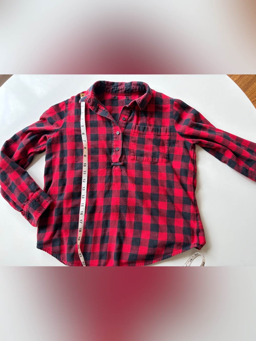 Red and Black Buffalo Plaid Button Pullover Shirt